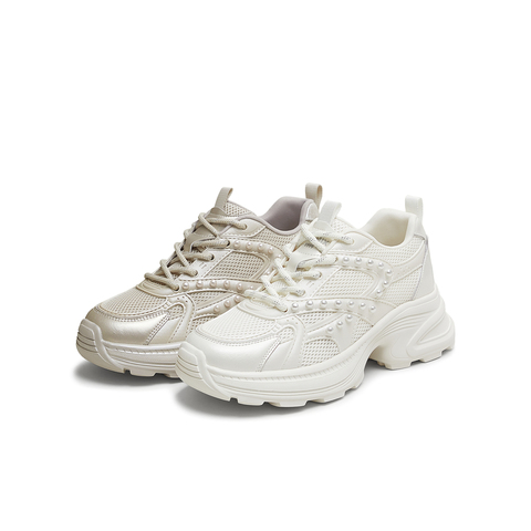 天美意2025秋新款简约百搭厚底老爹鞋女休闲鞋KD106CM5