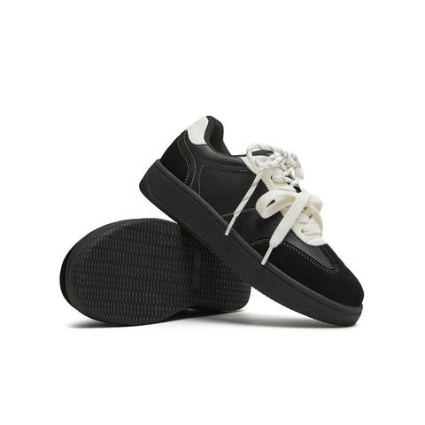 天美意2025秋新款系带双鞋带厚底拼色百搭复古女德训鞋KG119CM5