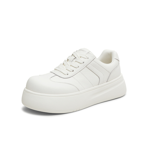 天美意2025秋新款商场同款休闲百搭厚底系带女小白鞋BL381CM5