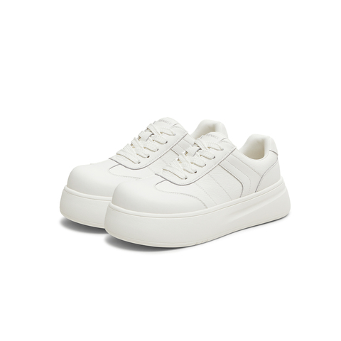 天美意2025秋新款商场同款休闲百搭厚底系带女小白鞋BL381CM5