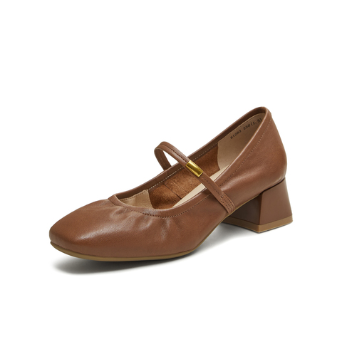 天美意2025秋新款商场同款纯色百搭复古女芭蕾玛丽珍鞋BI283CQ5