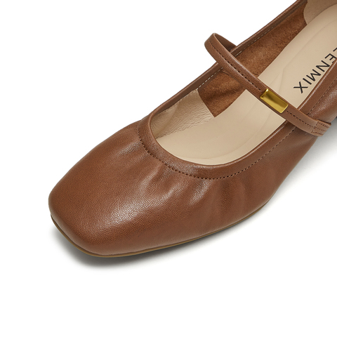 天美意2025秋新款商场同款纯色百搭复古女芭蕾玛丽珍鞋BI283CQ5