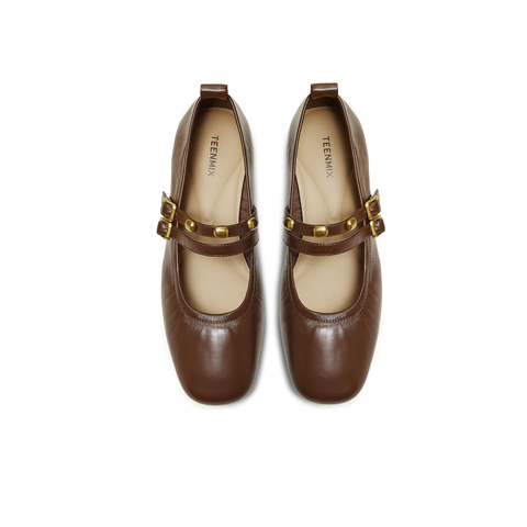 天美意2025秋新款商场同款纯色百搭平底舒适女玛丽珍鞋BL261CQ5