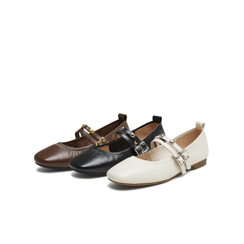 天美意2025秋新款商场同款纯色百搭平底舒适女玛丽珍鞋BL261CQ5