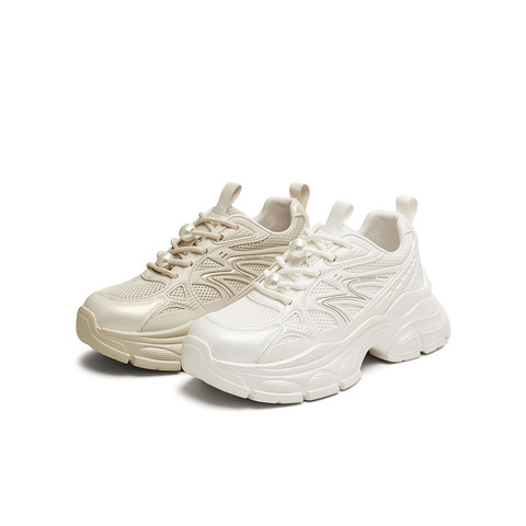 天美意2025秋新款休闲厚底百搭系带复古小个子女老爹鞋KD097CM5