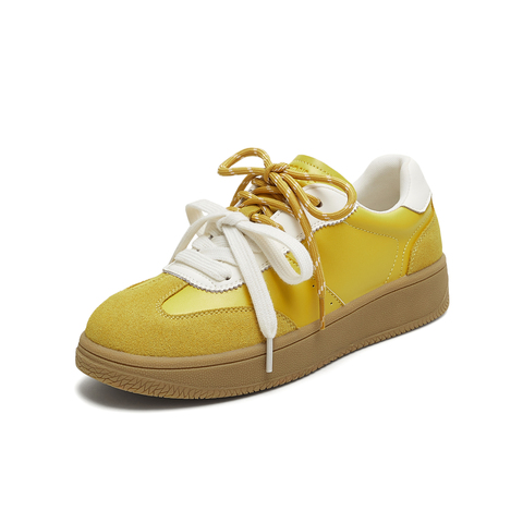 天美意2025秋新款系带双鞋带厚底拼色百搭复古女德训鞋KG119CM5