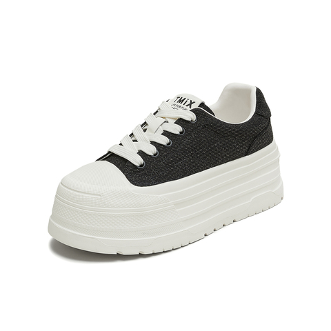 天美意2025秋新款休闲系带百搭厚底运动鞋外穿女帆布鞋KJ011CM5