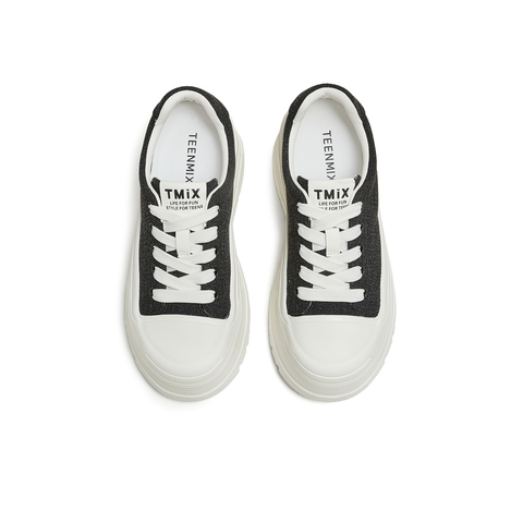 天美意2025秋新款休闲系带百搭厚底运动鞋外穿女帆布鞋KJ011CM5