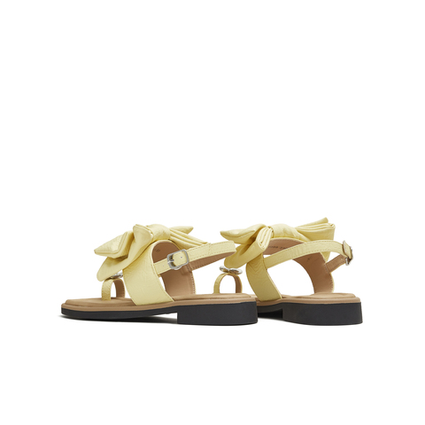 天美意2025夏新款条带凉鞋蝴蝶结百搭纯色女休闲凉鞋KT099BL5