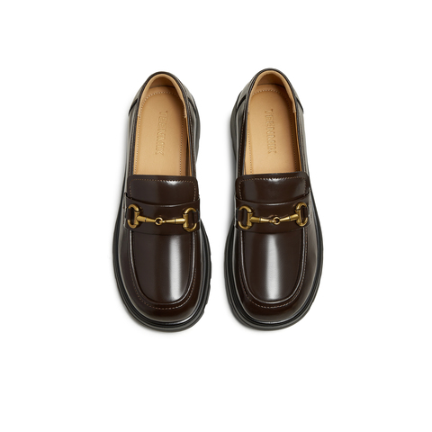 天美意2025秋新款厚底休闲百搭一脚蹬jk风女乐福鞋KE077CM5