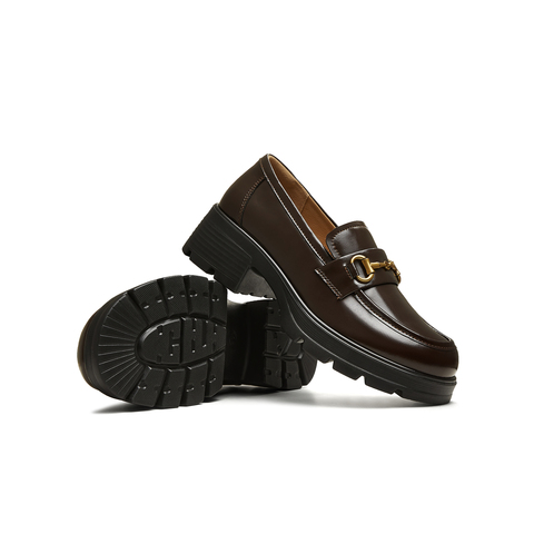 天美意2025秋新款厚底休闲百搭一脚蹬jk风女乐福鞋KE077CM5