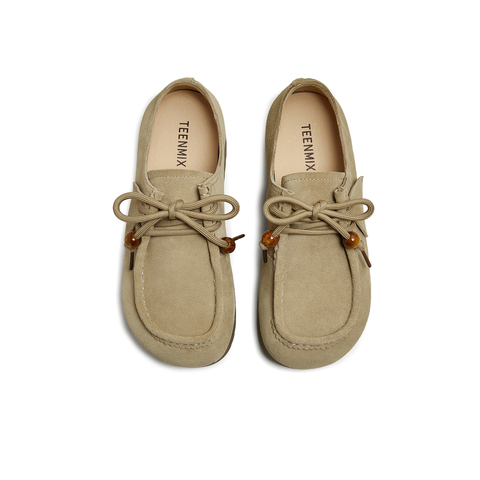 天美意2025秋新款商场同款休闲百搭系带复古女袋鼠鞋KK051CM5