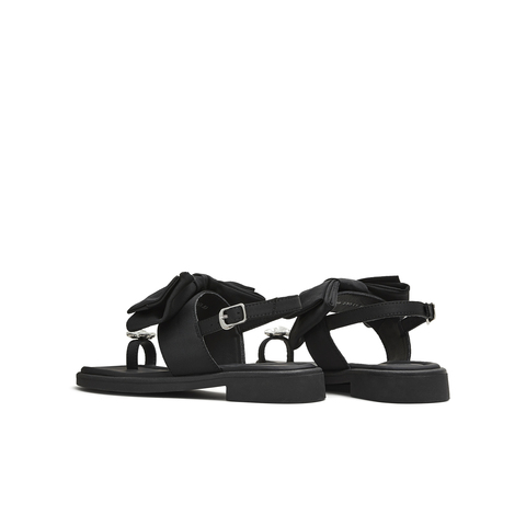 天美意2025夏新款条带凉鞋蝴蝶结百搭纯色女休闲凉鞋KT099BL5