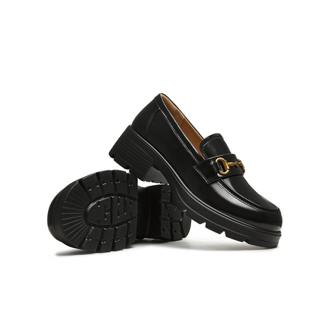 天美意2025秋新款厚底休闲百搭一脚蹬jk风女乐福鞋KE077CM5