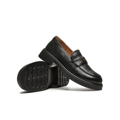 天美意2025秋新款纯色复古百搭jk学院风皮鞋女乐福鞋KE078CM5