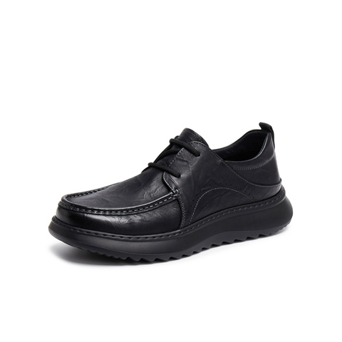 天美意2025秋新款商场同款商务百搭系带纯色男休闲皮鞋3VX01CM5