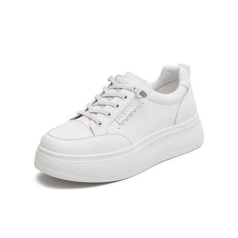 天美意2025秋新款商场同款休闲百搭纯色厚底女小白鞋BL351CM5