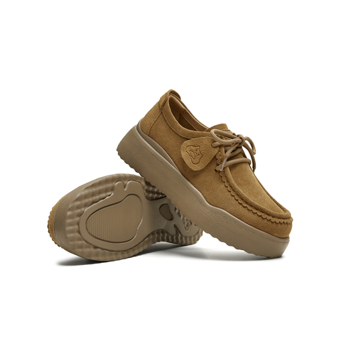 天美意2025秋新款袋鼠鞋休闲系带厚底纯色百搭女勃肯鞋KK063CM5