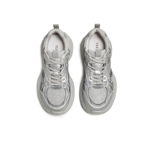 天美意2025秋新款系带网面拼接百搭老爹鞋女休闲鞋KD101CM5