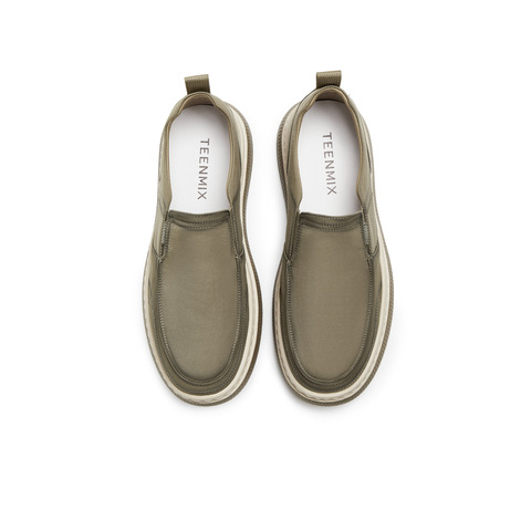 天美意2025秋新款商场同款一脚蹬厚底纯色百搭男布鞋3VQ01CM5