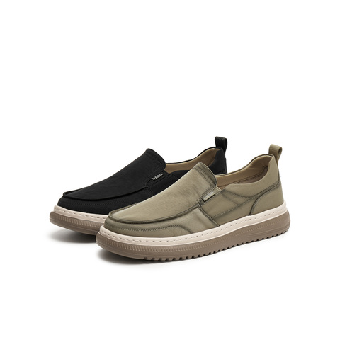 天美意2025秋新款商场同款一脚蹬厚底纯色百搭男布鞋3VQ01CM5