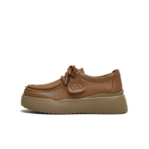 天美意2025秋新款袋鼠鞋休闲系带厚底纯色百搭女勃肯鞋KK063CM5