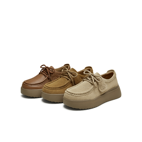 天美意2025秋新款袋鼠鞋休闲系带厚底纯色百搭女勃肯鞋KK063CM5