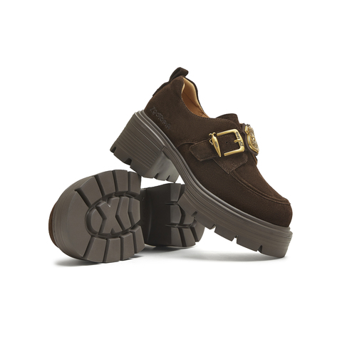 天美意2025秋新款商场同款厚底百搭小个子增高女乐福鞋CMJ27CM5