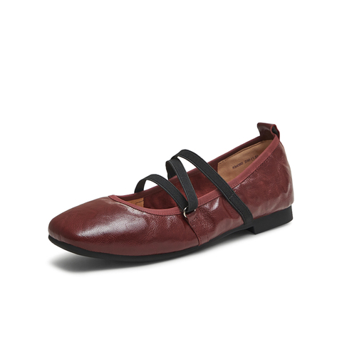 天美意2025秋新款芭蕾法式交叉带纯色复古女玛丽珍鞋KM080CQ5