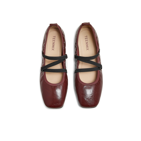 天美意2025秋新款芭蕾法式交叉带纯色复古女玛丽珍鞋KM080CQ5