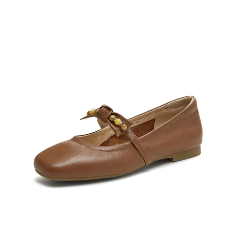 天美意2025秋新款商场同款纯色平底舒适女芭蕾玛丽珍鞋BL541CQ5