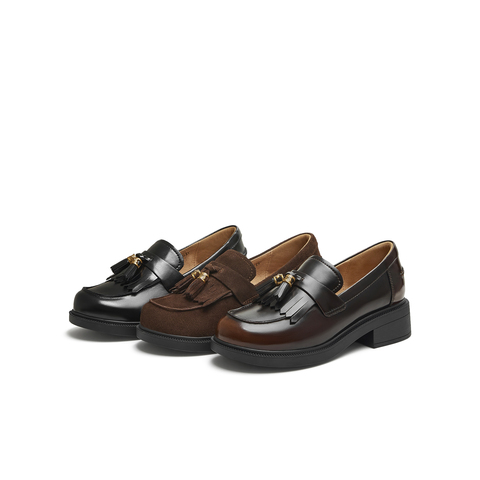 天美意2025秋新款商场同款流苏乐福鞋女皮单鞋CNG19CA5