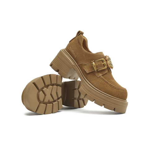 天美意2025秋新款商场同款厚底百搭小个子增高女乐福鞋CMJ27CM5