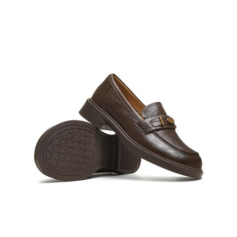 天美意2025秋新款商场同款时尚复古日常女皮鞋乐福鞋COY46CA5