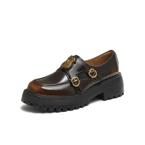 天美意2025秋新款商场同款学院复古英伦风乐福鞋女单鞋CPF36CM5