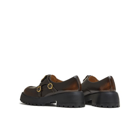 天美意2025秋新款商场同款学院复古英伦风乐福鞋女单鞋CPF36CM5