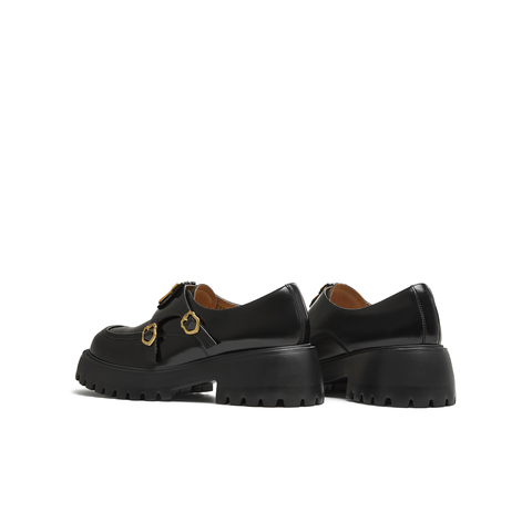 天美意2025秋新款商场同款学院复古英伦风乐福鞋女单鞋CPF36CM5