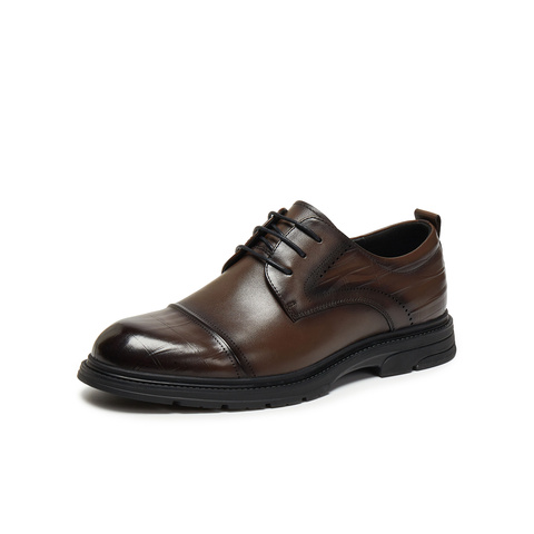 天美意2025秋新款商场同款纯色系带商务通勤男正装皮鞋3WS01CM5