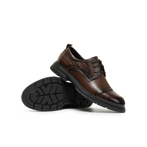 天美意2025秋新款商场同款纯色系带商务通勤男正装皮鞋3WS01CM5