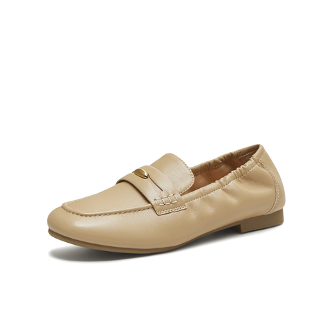 天美意2025秋新款商场同款纯色复古百搭通勤女乐福鞋BL911CA5