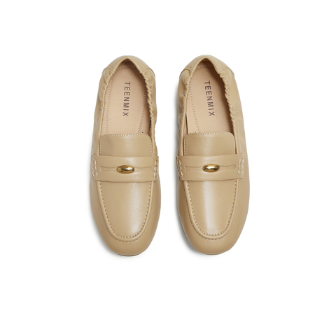 天美意2025秋新款商场同款纯色复古百搭通勤女乐福鞋BL911CA5