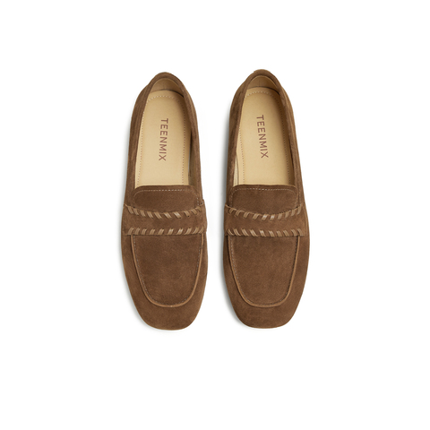 天美意2025秋新款商场同款纯色百搭优雅法式女乐福鞋BL861CA5