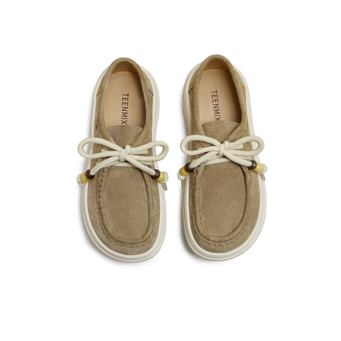 天美意2025秋新款休闲百搭厚底系带纯色百搭女袋鼠鞋KK055CM5