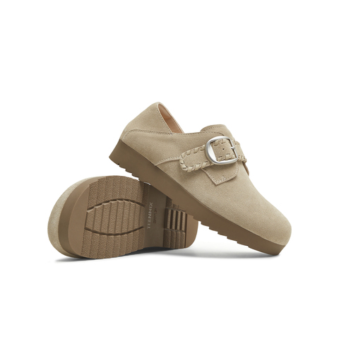 天美意2025秋新款商场同款纯色百搭复古半拖女勃肯鞋BJ553CM5