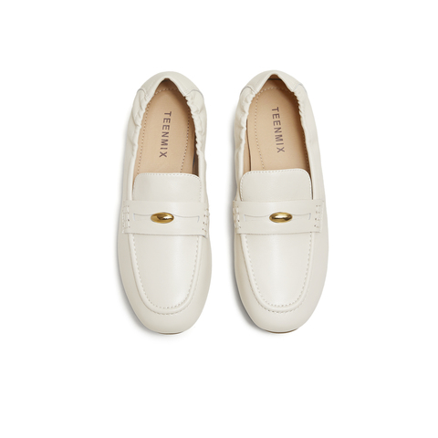 天美意2025秋新款商场同款纯色复古百搭通勤女乐福鞋BL911CA5