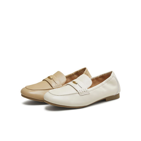 天美意2025秋新款商场同款纯色复古百搭通勤女乐福鞋BL911CA5