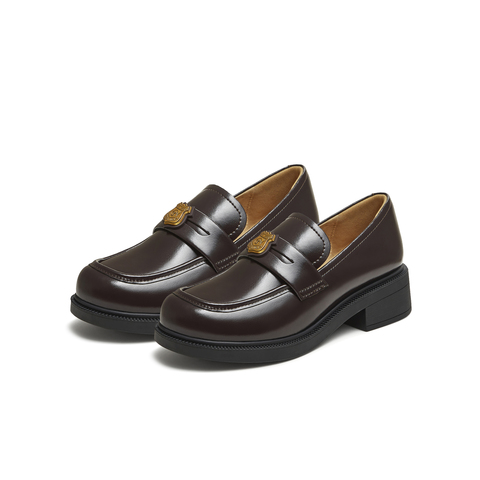 天美意2025秋新款商场同款复古乐福鞋英伦女皮单鞋CNG30CA5