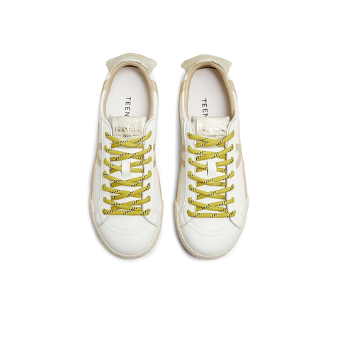 天美意2025秋新款休闲系带复古百搭拼色潮流运动女板鞋KB097CM5