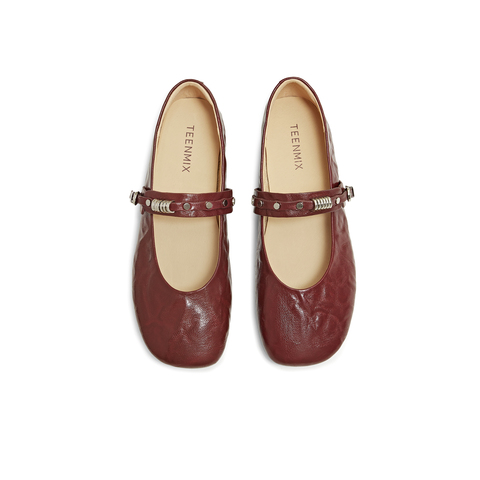 天美意2025秋新款商场同款纯色复古百搭女芭蕾玛丽珍鞋BL531CQ5