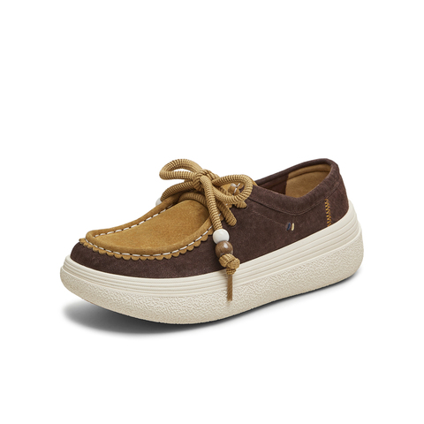 天美意2025秋新款休闲百搭厚底系带纯色百搭女袋鼠鞋KK055CM5